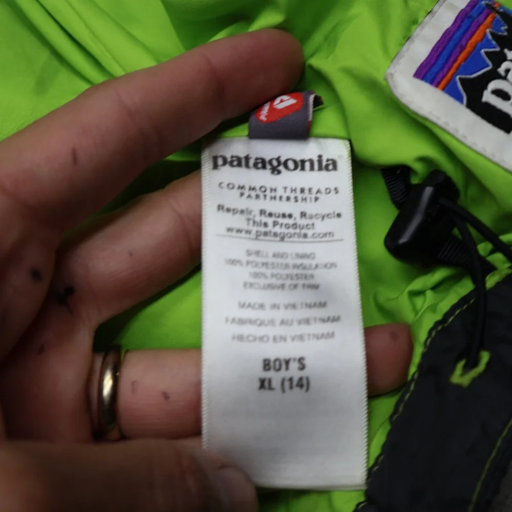 Patagonia Nano Puff Jacket Kids XL 14 Gray Insulated Light Pack Quilted Full Zip